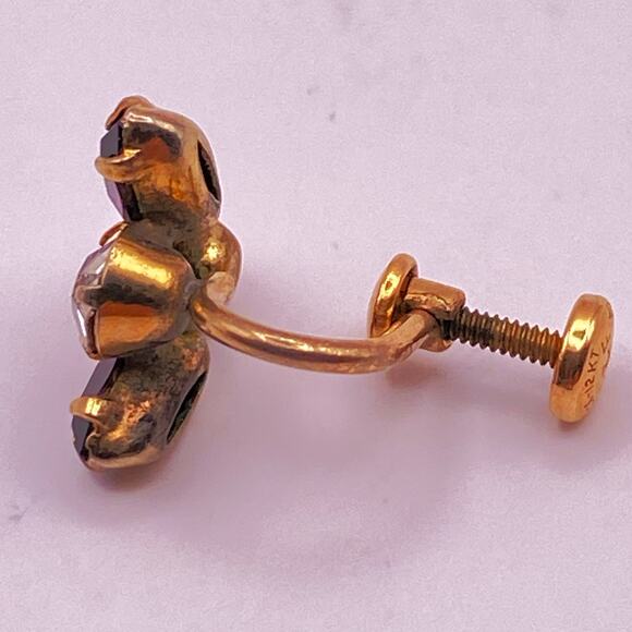 Vtg P&F Péry et Fils Fly Single Earring Gold Filled Crystal Purple French - Picture 5 of 6